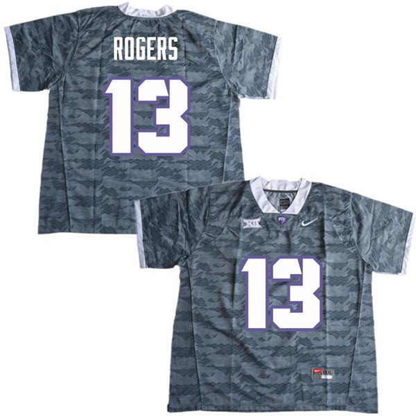 Men #13 Justin Rogers TCU Horned Frogs College Football Jerseys Sale-Gray